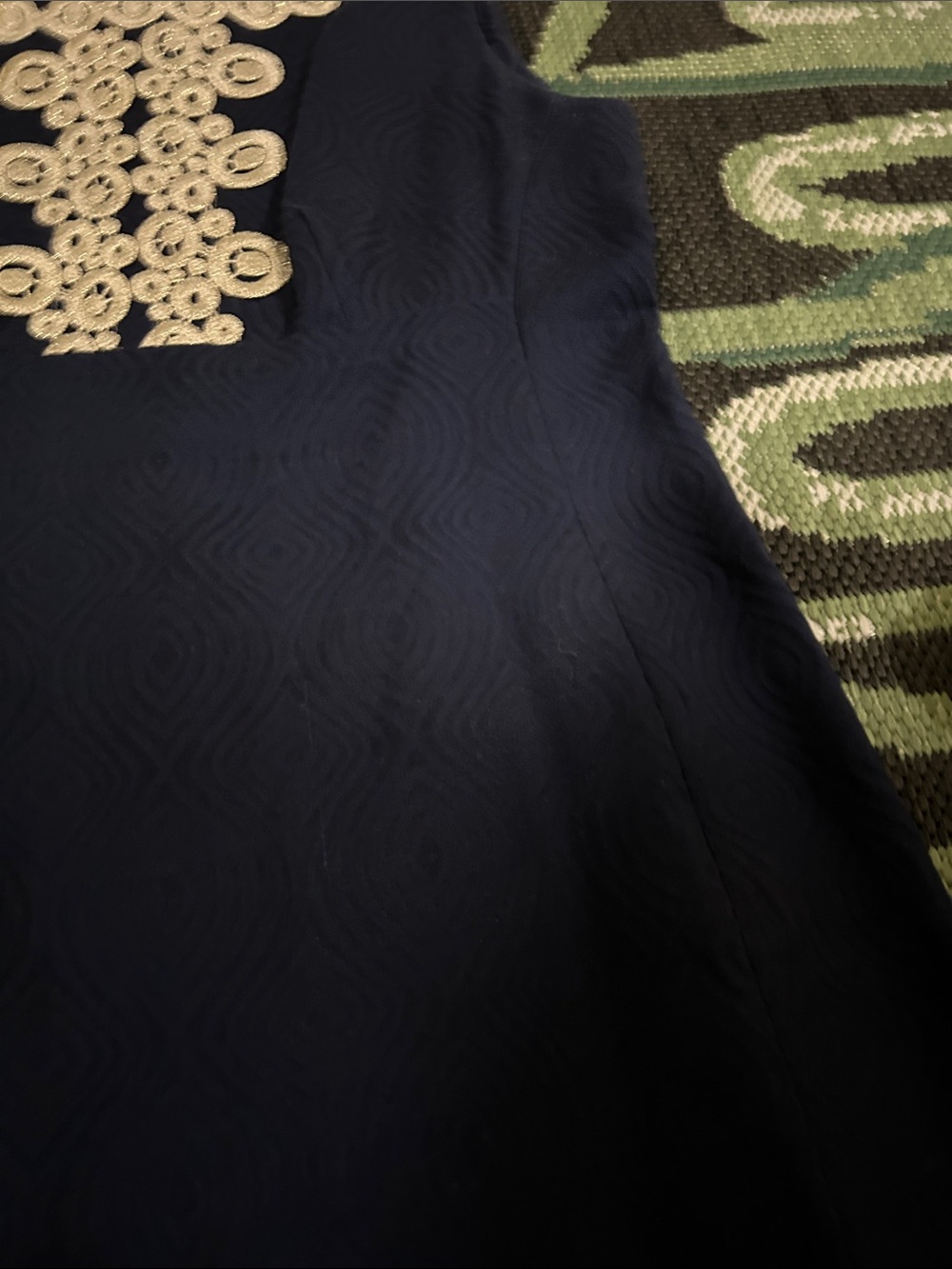 Lilly Pulitzer Navy Shift Dress with Cream Crochet Trim - Picture 9 of 16